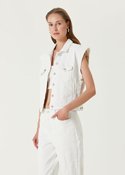 Pia White Denim Vest