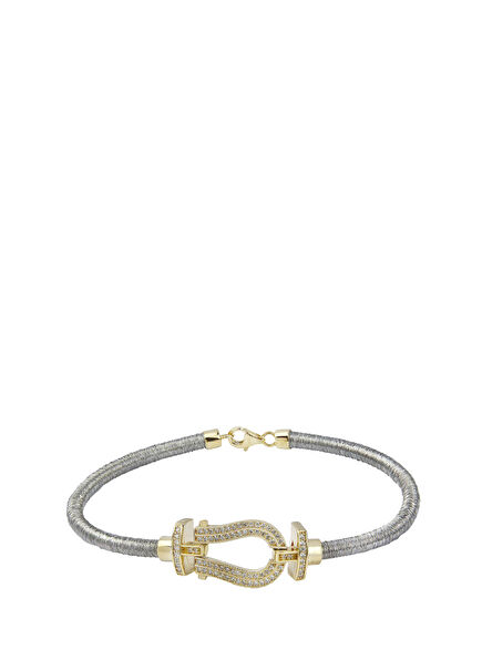 Anchor Men's Bracelet with Diamonds 14k Gold