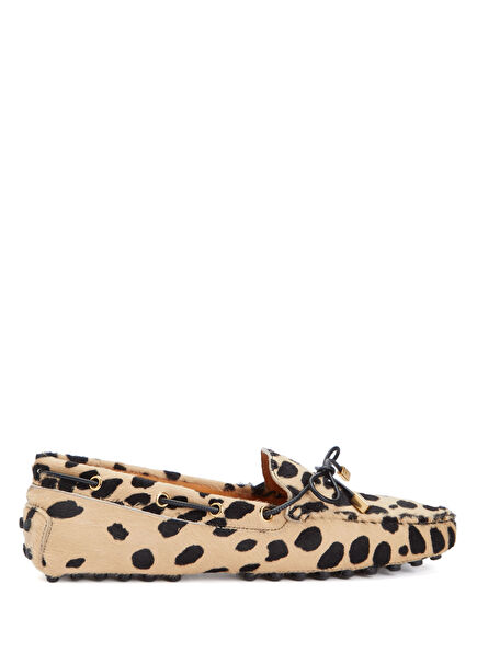Leopar Desenli Kadın Deri Loafer