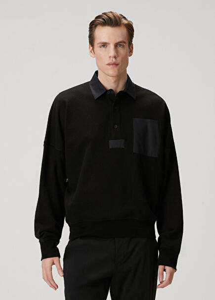 Dende Black Polo Sweatshirt