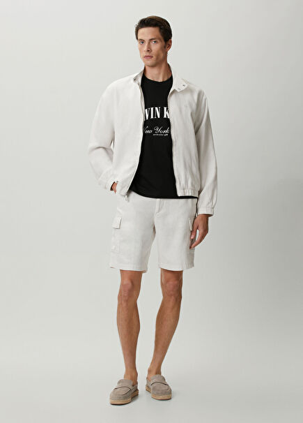 White Linen Cargo Shorts