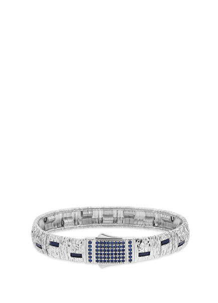 Triton Blue 925 Sterling Silver Blue Stone Men's Bracelet
