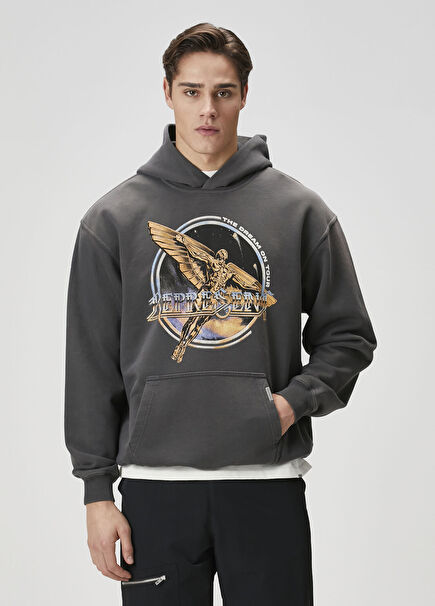 Gri Kapüşonlu Sweatshirt