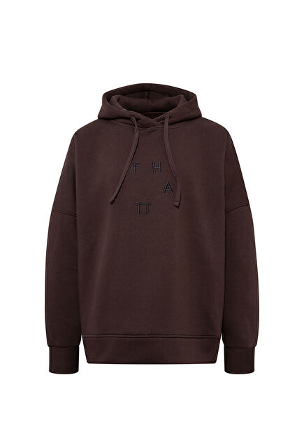 Together Kahverengi Kapüşonlu Uzun Kollu Erkek Sweatshirt