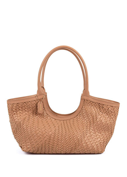 Carla Nude Leather Knit Women's Shoulder Bag