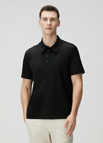Black Polo Mercerized T-Shirt