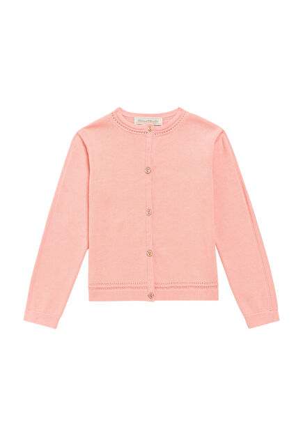 Dark Pink Girls' Knit Cardigan