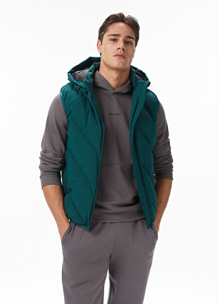 Yeşil Kapüşonlu Erkek Spor Yelek