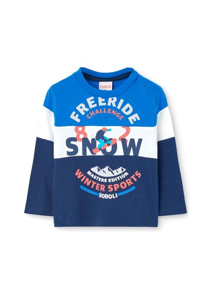 Mavi Yuvarlak Yaka Erkek Çocuk Tshirt