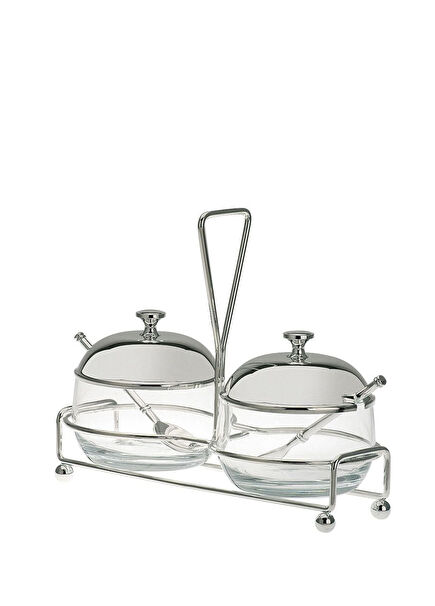 Silver 2-Spoon Honey and Jam Jar