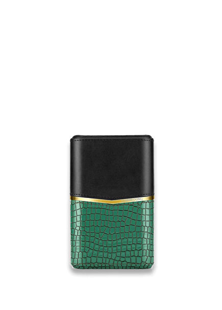 Croco Patterned Cedar Leather Green 58 Ring 4 Piece Cigar Case