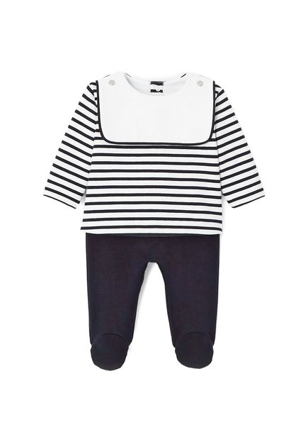 Navy White Newborn Boy Baby Bib Set