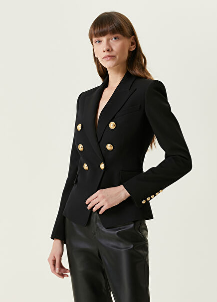 Black Double-Breasted Wool Jacket