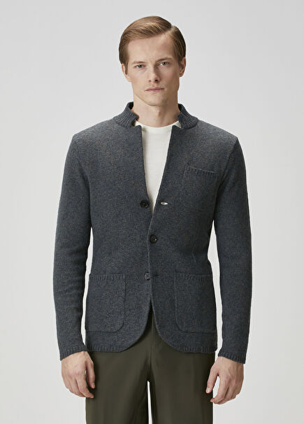 Gri Yün Triko Ceket