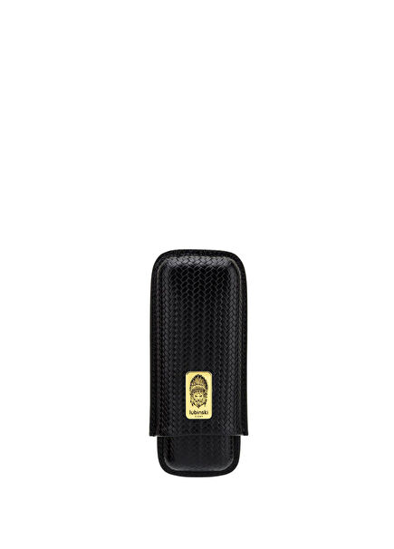 Black 60 Ring Leather 2-Piece Cigar Case