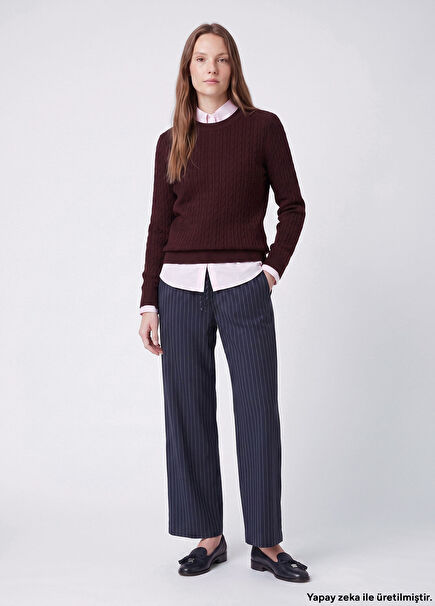 Navy Blue Striped Pants