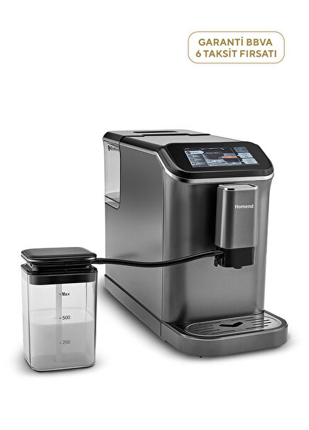 Homend Coffeebreak 5008H Fully Automatic Espresso Machine with Steel Coffee Grinder, Milk Frother, Touch Screen 1.5L 1350W