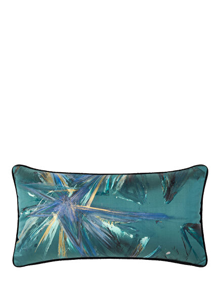 Star Patterned Turquoise Silk Throw Pillow 30 x 60 cm
