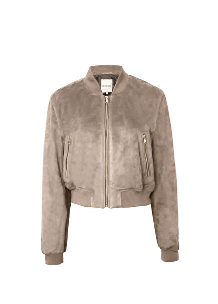 Rosa Bej Süet Kadın Bomber Ceket 