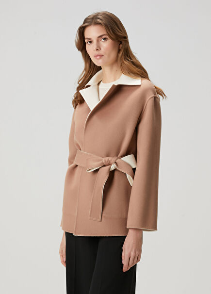 Arnold Beige Cream Reversible Wool Coat