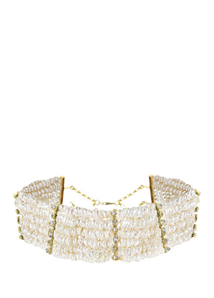 Patmos Waves Pearl 24 Ayar Altın Kaplama Kadın Choker