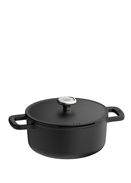 Leo Phantom Black Aluminum Saucepan with Lid 24 cm