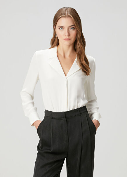 White Long Sleeve Silk Bodysuit