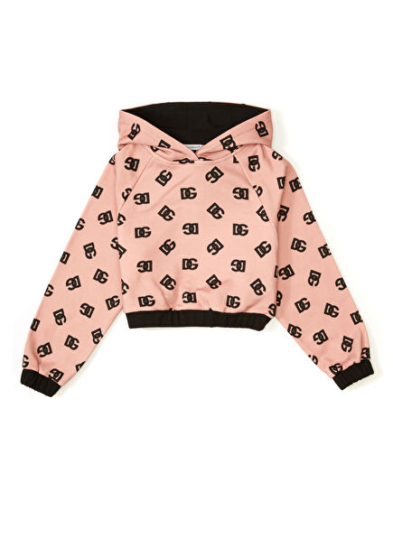 Pink Black Hooded Sweatshirt
