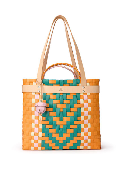 Xanthos Basket Bag Turuncu Büyük Boy El Yapımı Kadın Plaj Çantası