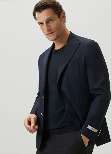 Navy Blue Wool Blazer