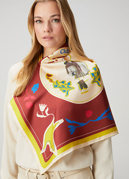 Clubby Burgundy Silk Scarf