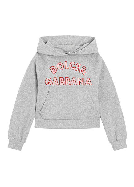 Gray Embroidered Logo Girls' Sweatshirt