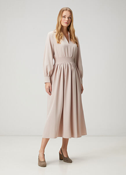 Beige Midi Dress