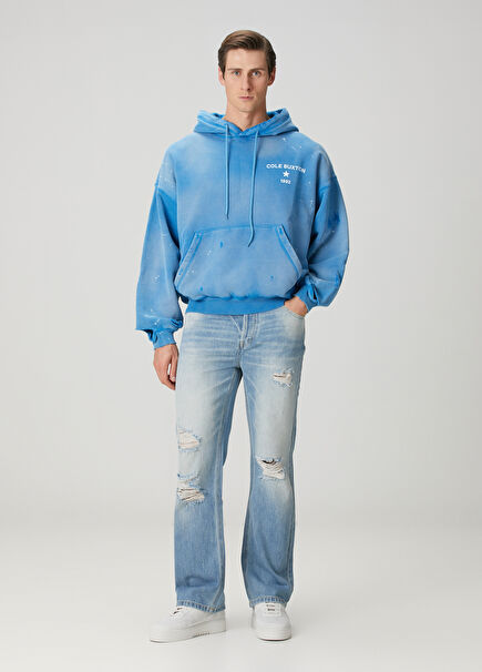 Relaxed Fit Dark Blue Distressed Jeans