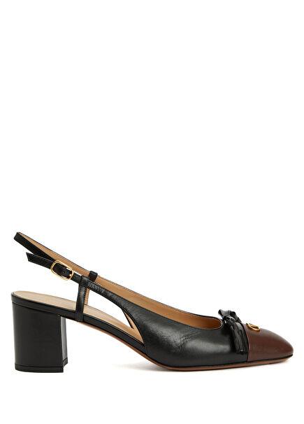 VLogo Black Brown Leather Heels