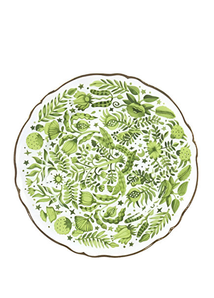 Eden Gold Detailed Patterned Porcelain Serving Plate 32.5 cm