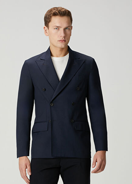 Lacivert Kruvaze Kaşmir Ceket