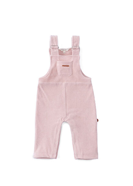 Pembe Fitilli Kadife Kız Bebek Salopet 