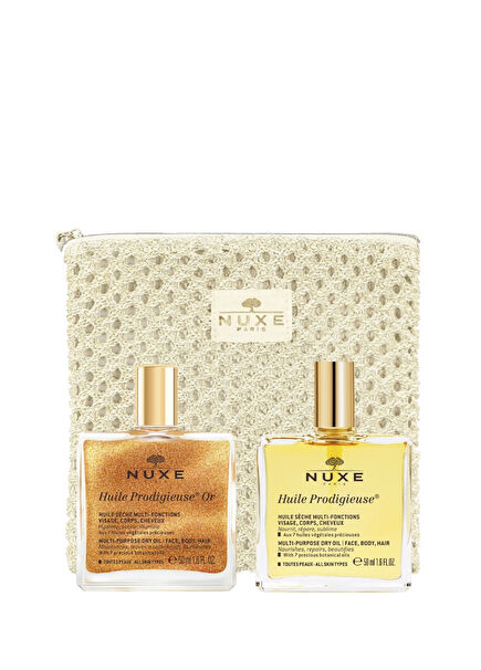 Huile Prodıgıeuse Or 50 ml + Klasik Kuru Yağ  50 ml + Çanta Cilt Bakım Seti 