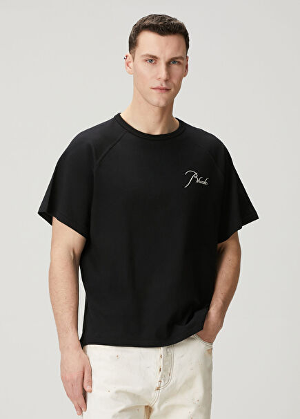 Siyah Logo Nakışlı T-shirt