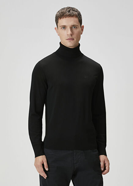 Siyah Balıkçı Yaka Yün Kazak