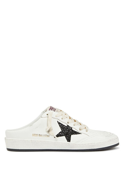 Ball Star Sabot Beyaz Kadın Deri Terlik