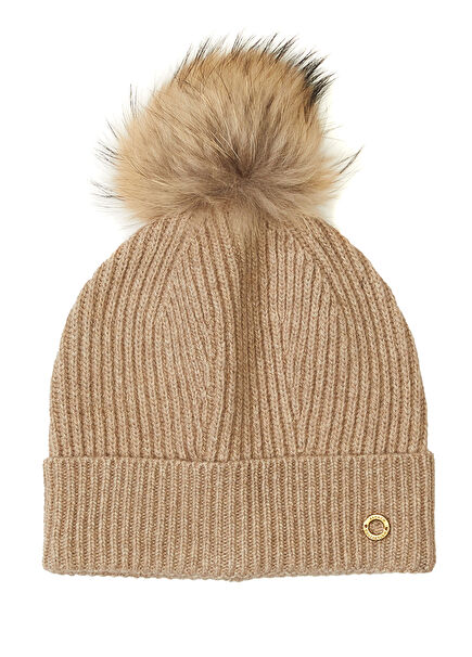 Mink Pompom Womens Beanie