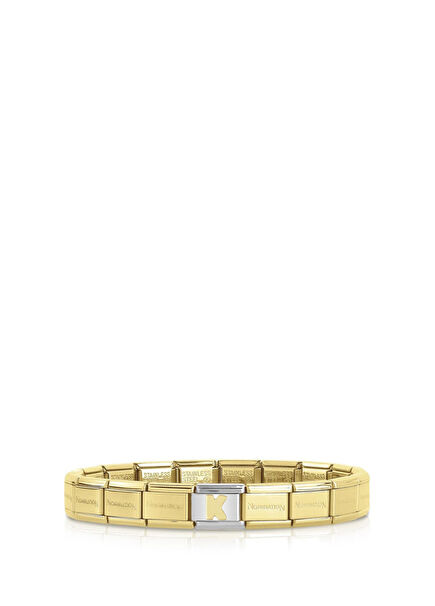 İtalyan Charm 18 Ayar Altın K Harfi Çelik Unisex Bileklik 