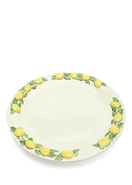 Limon Detaylı Porselen Servis Tabağı
