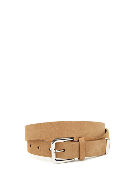 Beige Men's Leather Belt