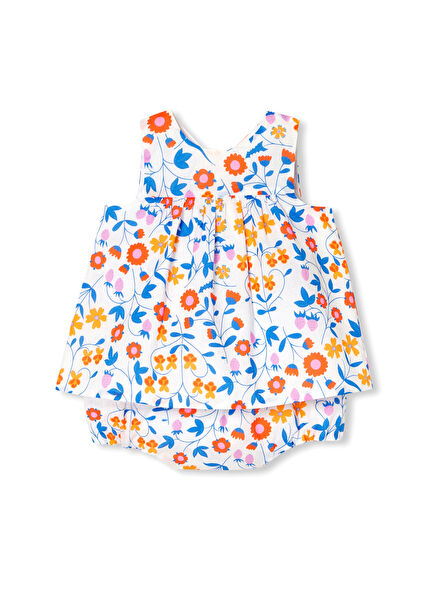 Çiçek Desenli Kız Bebek  İkili Set