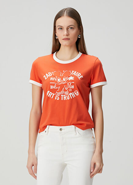 Woos Turuncu Beyaz T-shirt