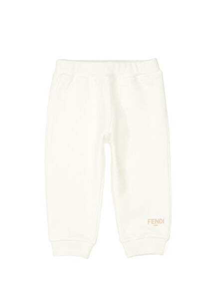 Beyaz Logo Baskılı Unisex Bebek Pantolon