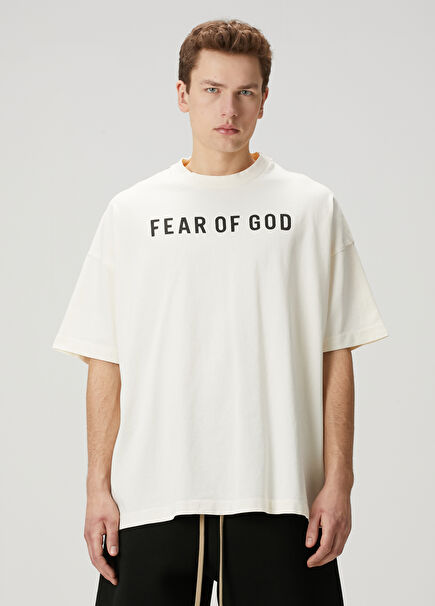 Cream Logo Printed T-Shirt